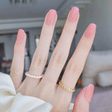 ملصقات أظافر جل (شبه صلبة) - وردي نقي