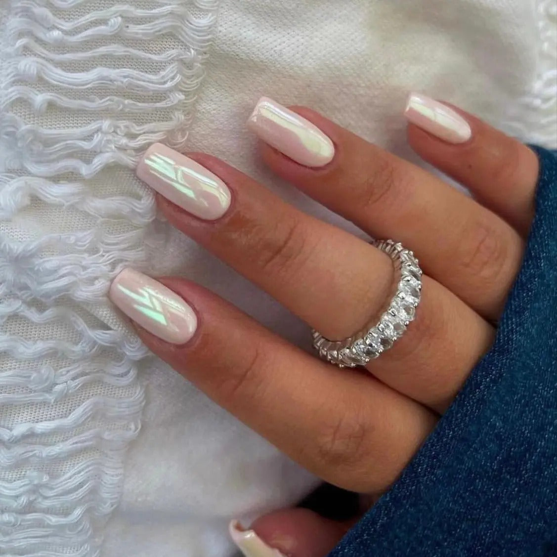 ملصقات أظافر جل (شبه صلبة) - نعناع لؤلؤي