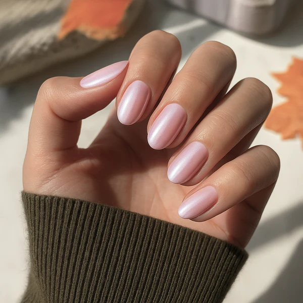 ملصقات أظافر جل (شبه صلبة) - وردي لؤلؤي لامع