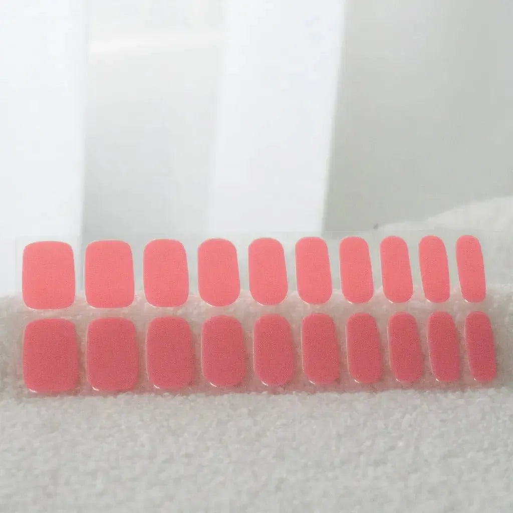 ملصقات أظافر جل (شبه صلبة) - وردي بطيخي زاهي