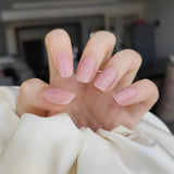 ملصقات أظافر جل (شبه صلبة) - وردي شفاف لامع