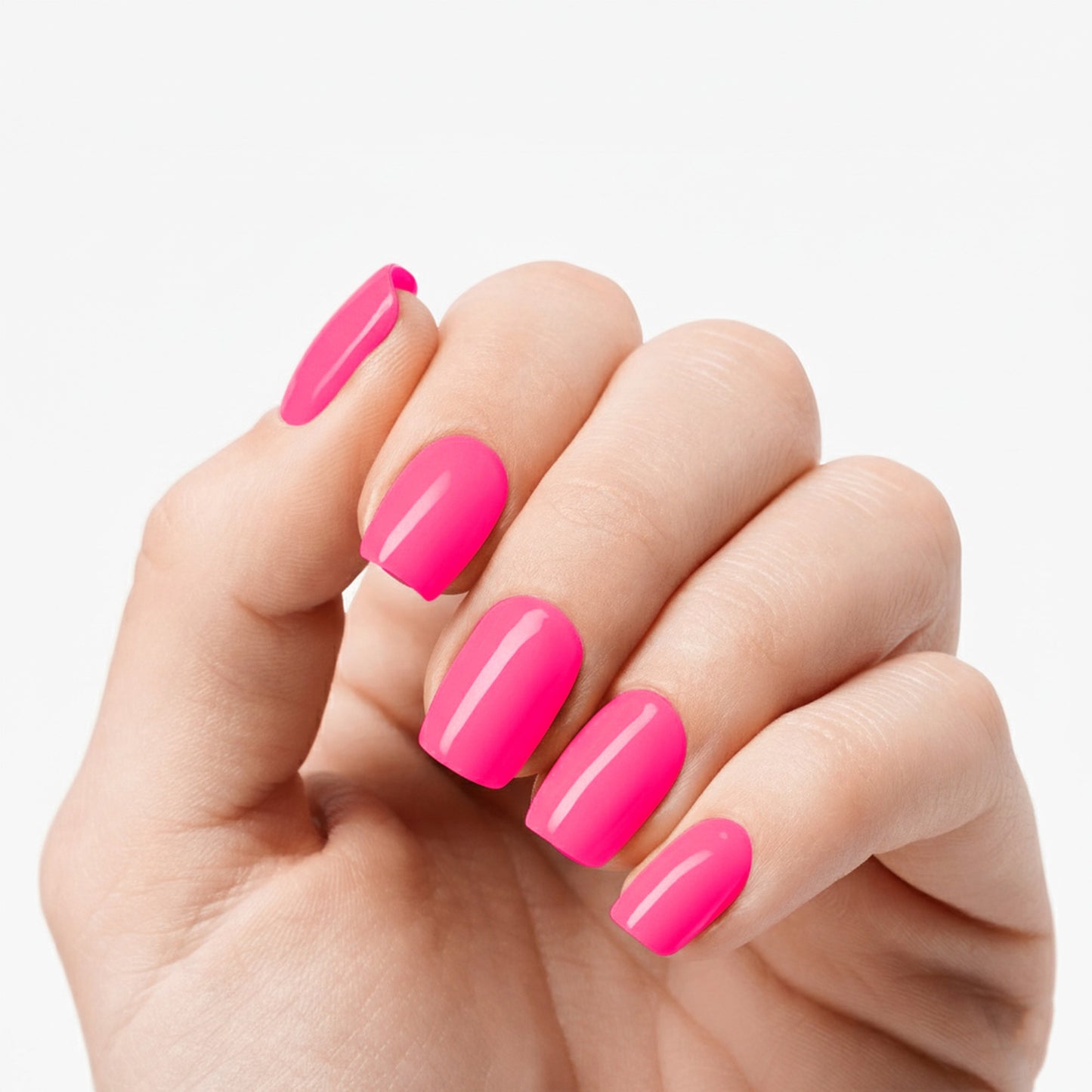 ملصقات أظافر جل (شبه صلبة) - وردي بطيخي زاهي