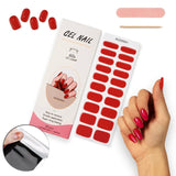 ملصقات أظافر جل (شبه صلبة) - أحمر كلاسيكي جريء